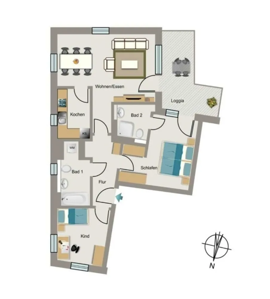 3 Zimmer Wohnung mit 84 m² in Düsseldorf – Bild 1