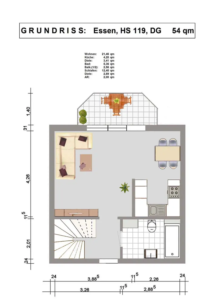 2 Zimmer Wohnung mit 54 m² in Essen – Bild 2