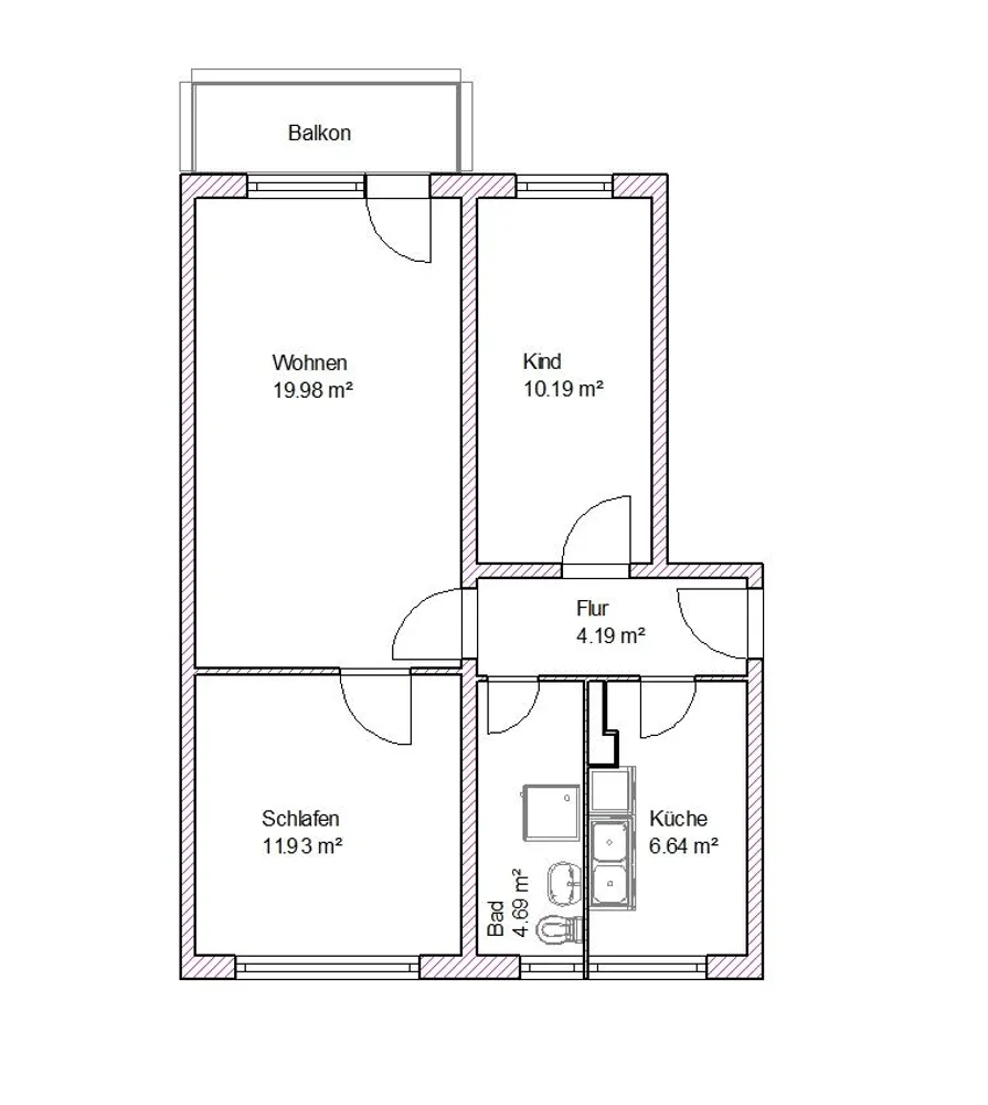 3 Zimmer Wohnung mit 60 m² in Magdeburg – Bild 2