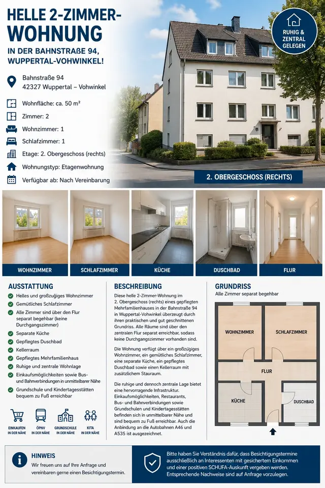 2 Zimmer Wohnung mit 55 m² in Wuppertal – Bild 4