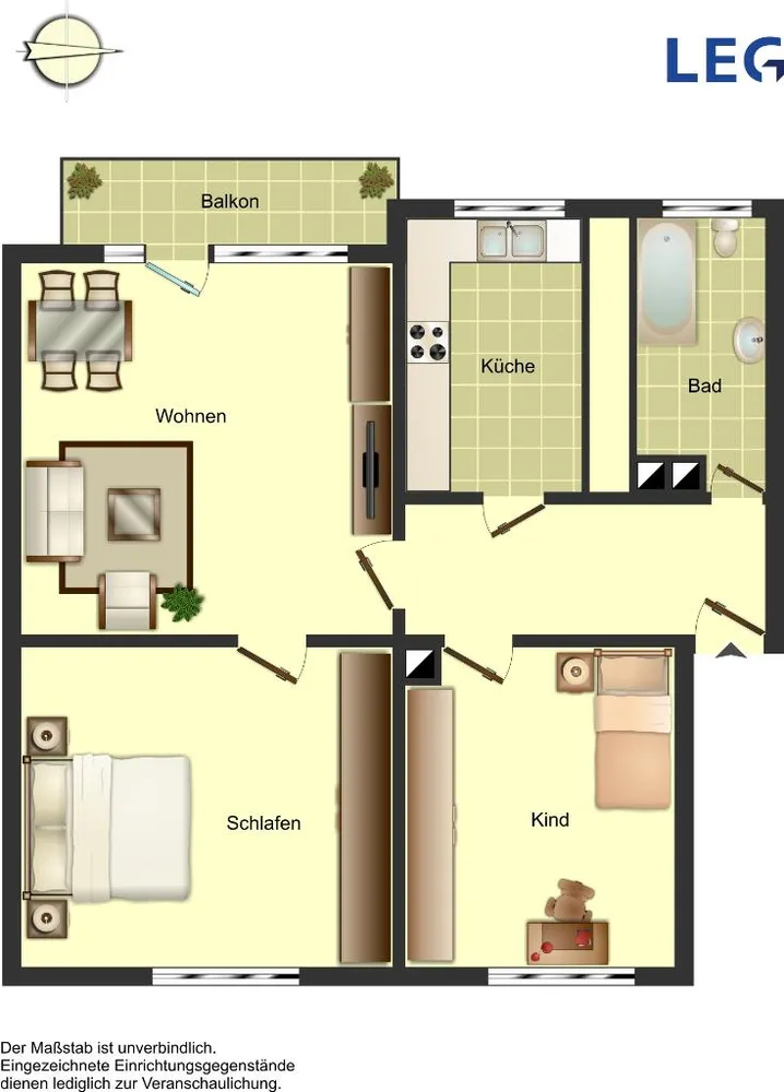 3 Zimmer Wohnung mit 57 m² in Hamm – Bild 2