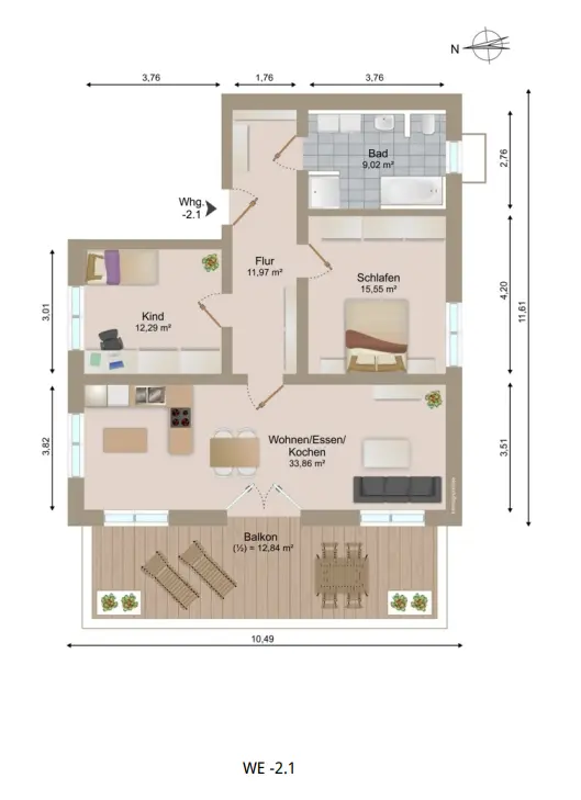 3 Zimmer Wohnung mit 96 m² in Straubing – Bild 4