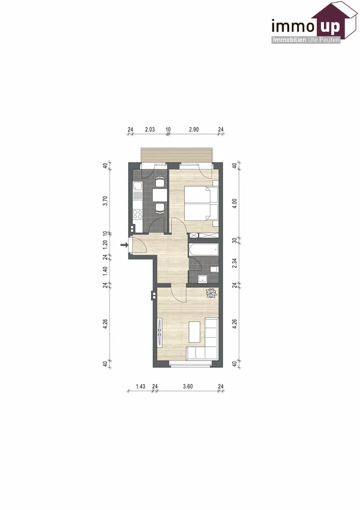 3 Zimmer Wohnung mit 45 m² in Duisburg – Bild 1