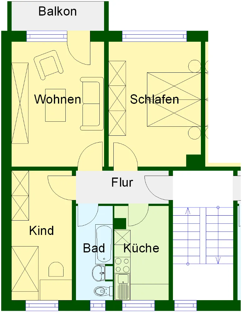 3 Zimmer Wohnung mit 59 m² in Wernigerode – Bild 2