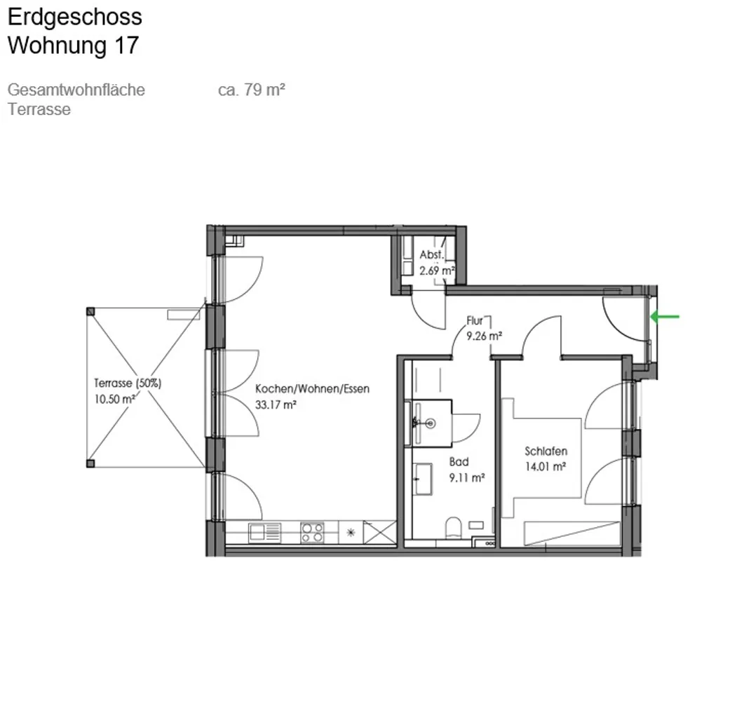2 Zimmer Wohnung mit 79 m² in Mönchengladbach – Bild 2