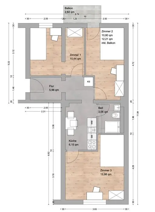 3 Zimmer Wohnung mit 10 m² in München – Bild 8