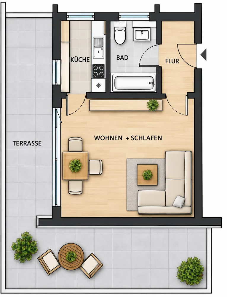 1 room apartment with 39 m² in Augsburg – Photo 7