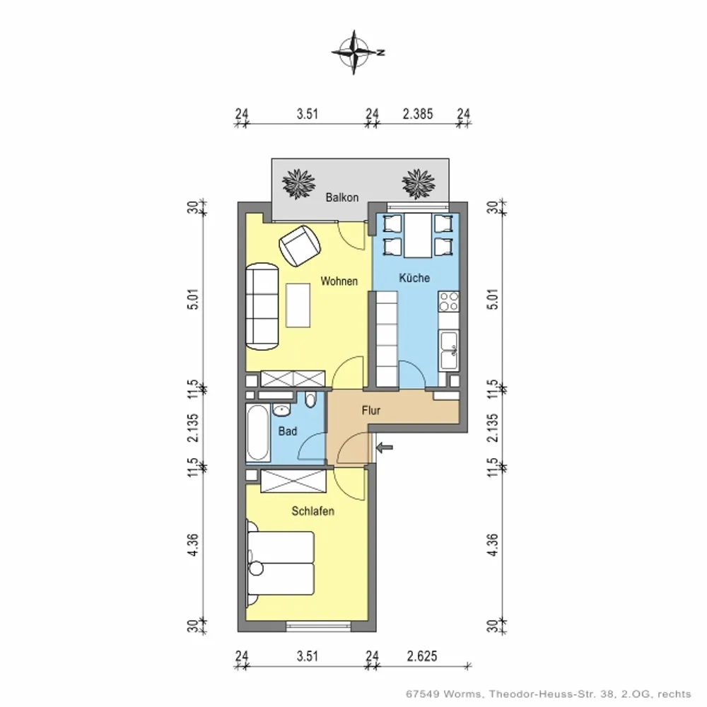 3 Zimmer Wohnung mit 55 m² in Worms – Bild 5
