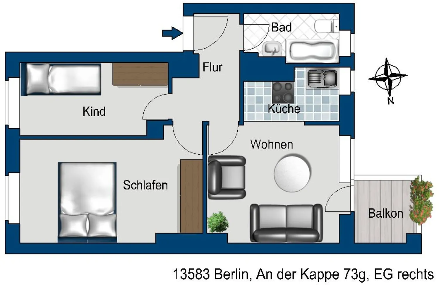 3 Zimmer Wohnung mit 45 m² in Berlin – Bild 2
