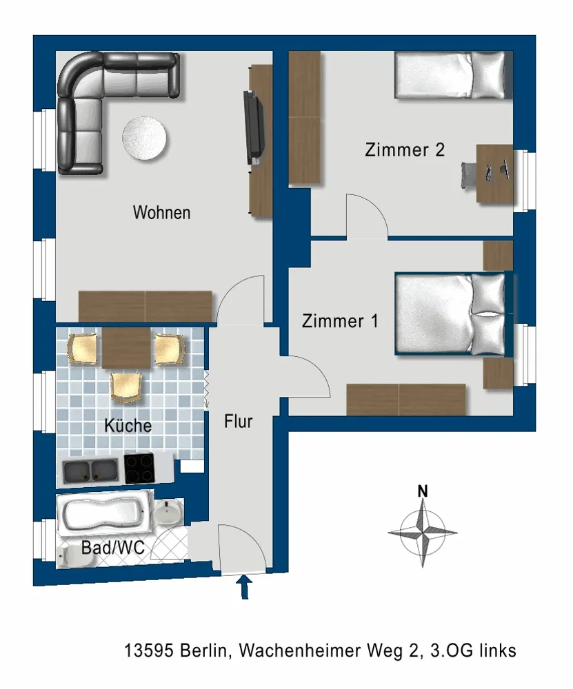 3 Zimmer Wohnung mit 65 m² in Berlin – Bild 2
