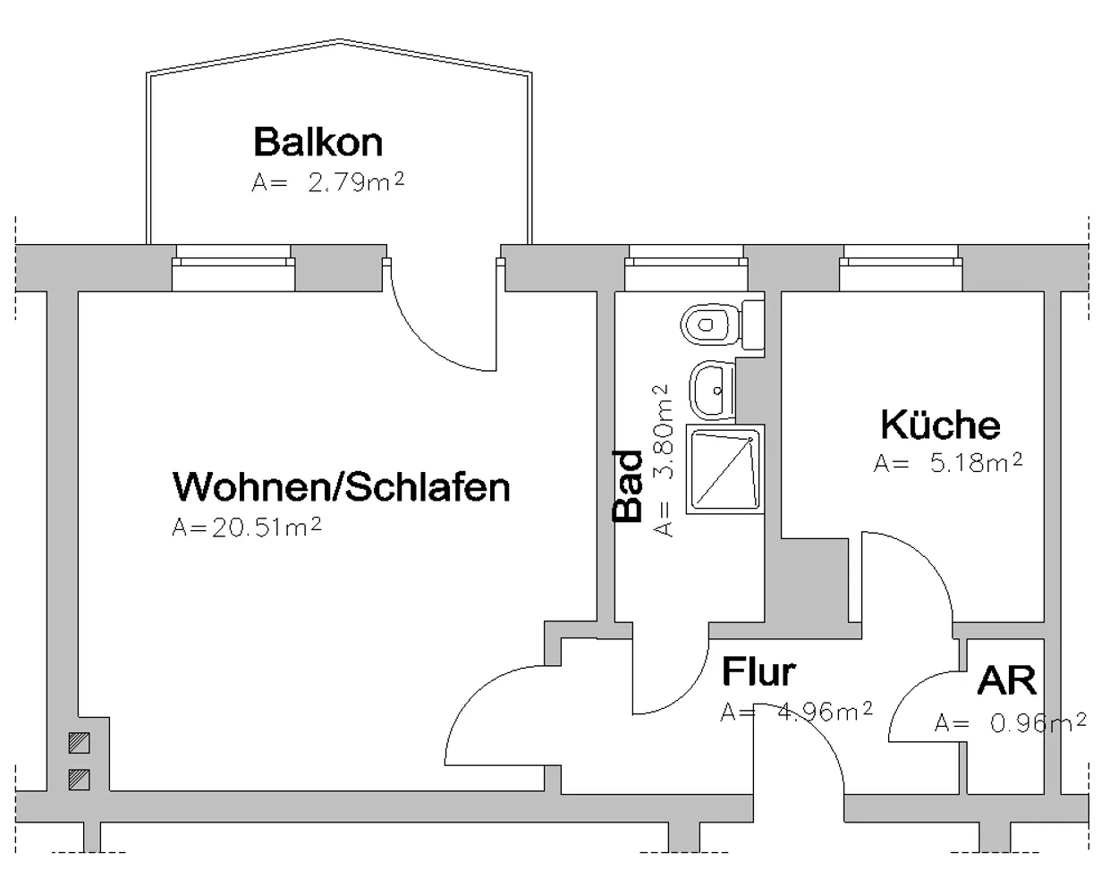 1 Zimmer Wohnung mit 39 m² in Wismar – Bild 1