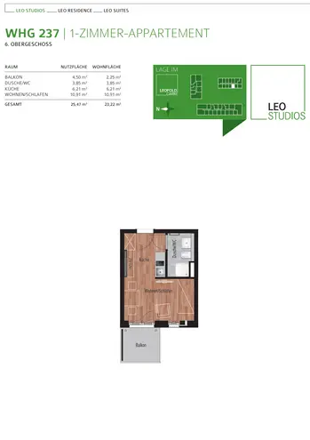 1 Zimmer Wohnung mit 23 m² in München – Bild 6