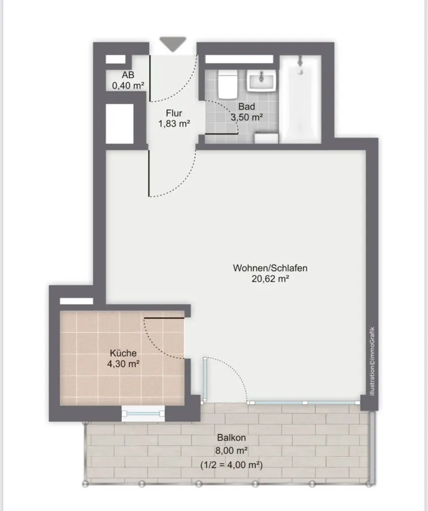 1 Zimmer Wohnung mit 39 m² in München – Bild 2