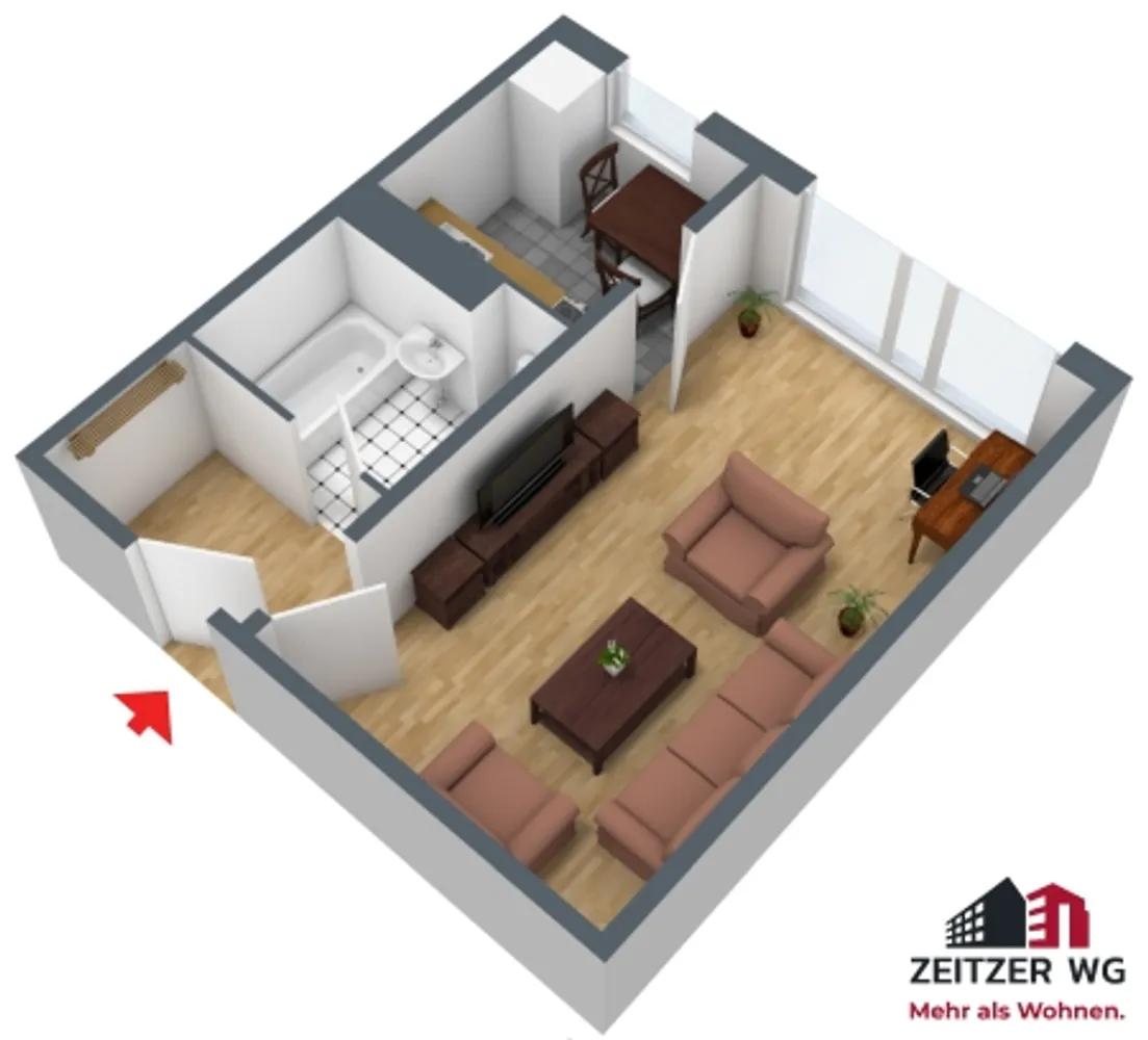 1 Zimmer Wohnung mit 35 m² in Zeitz – Bild 3