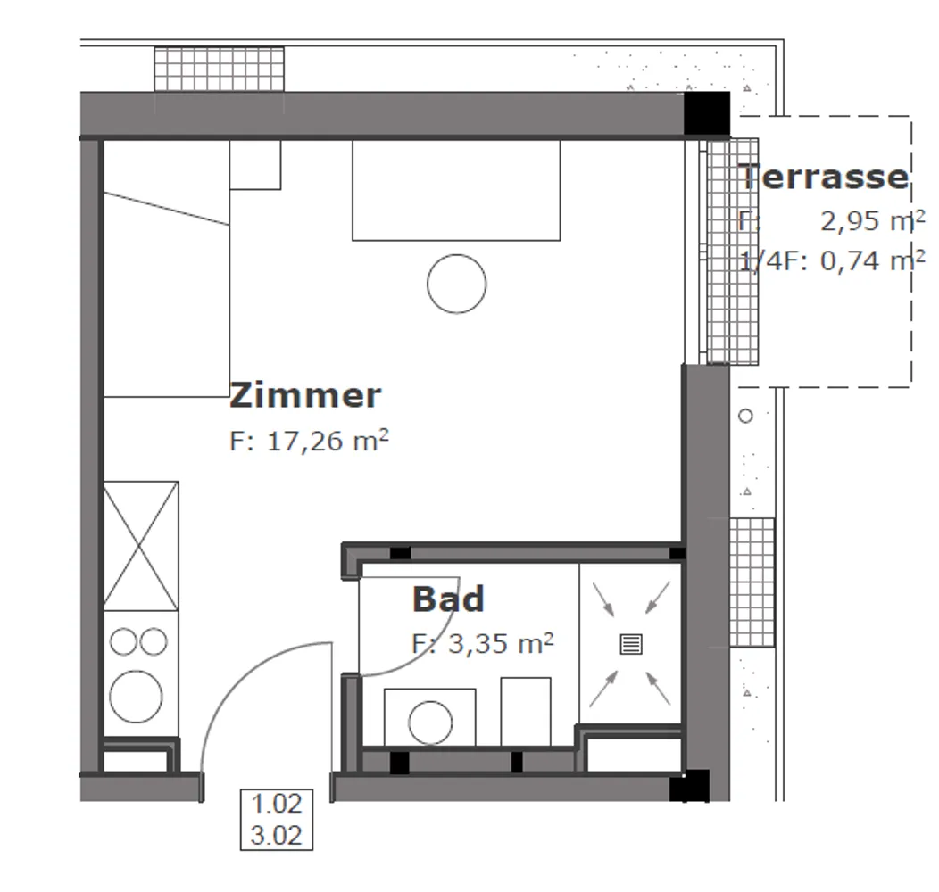 1 Zimmer Wohnung mit 21 m² in Ansbach – Bild 1