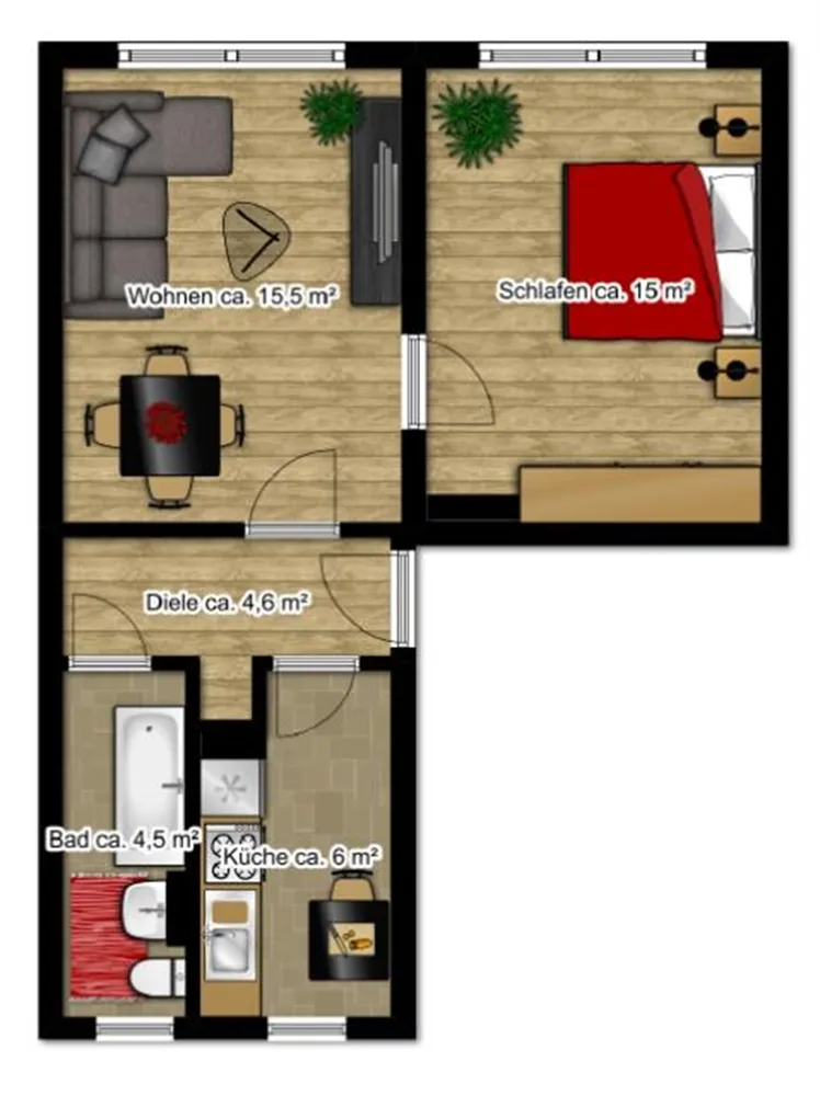 2 Zimmer Wohnung mit 46 m² in Borna – Bild 2
