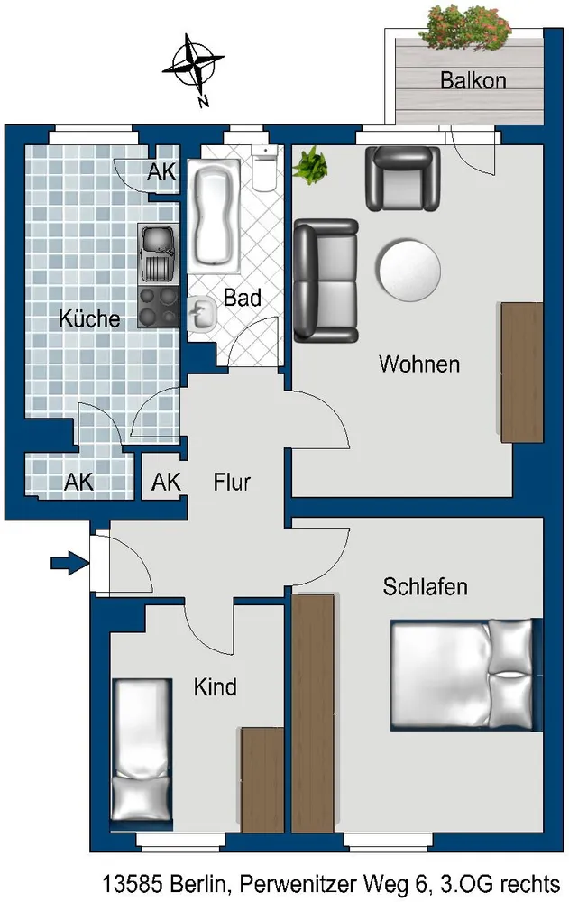 3 Zimmer Wohnung mit 63 m² in Berlin – Bild 2