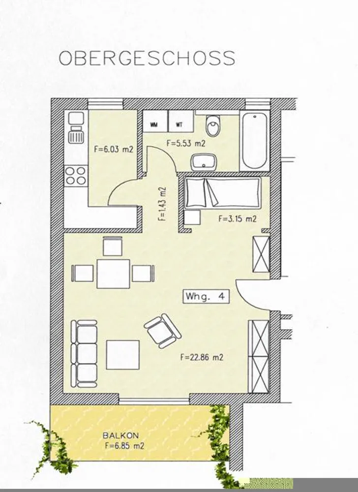 2 Zimmer Wohnung mit 44 m² in Wiesbaden – Bild 2