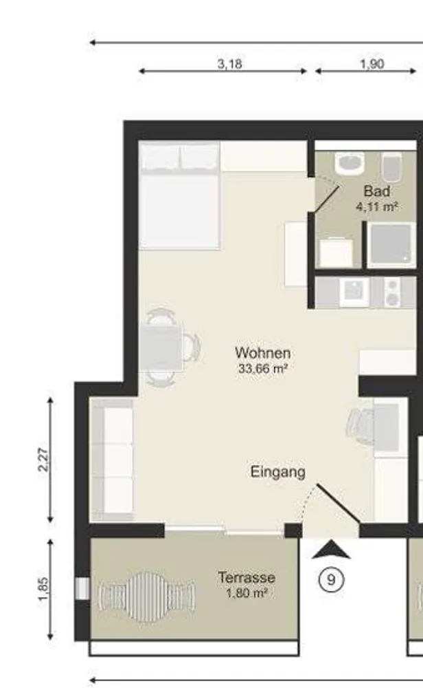 1 Zimmer Wohnung mit 41 m² in Wiesbaden – Bild 3
