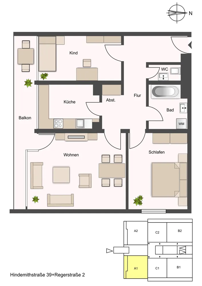 3 Zimmer Wohnung mit 80 m² in Mainz – Bild 1