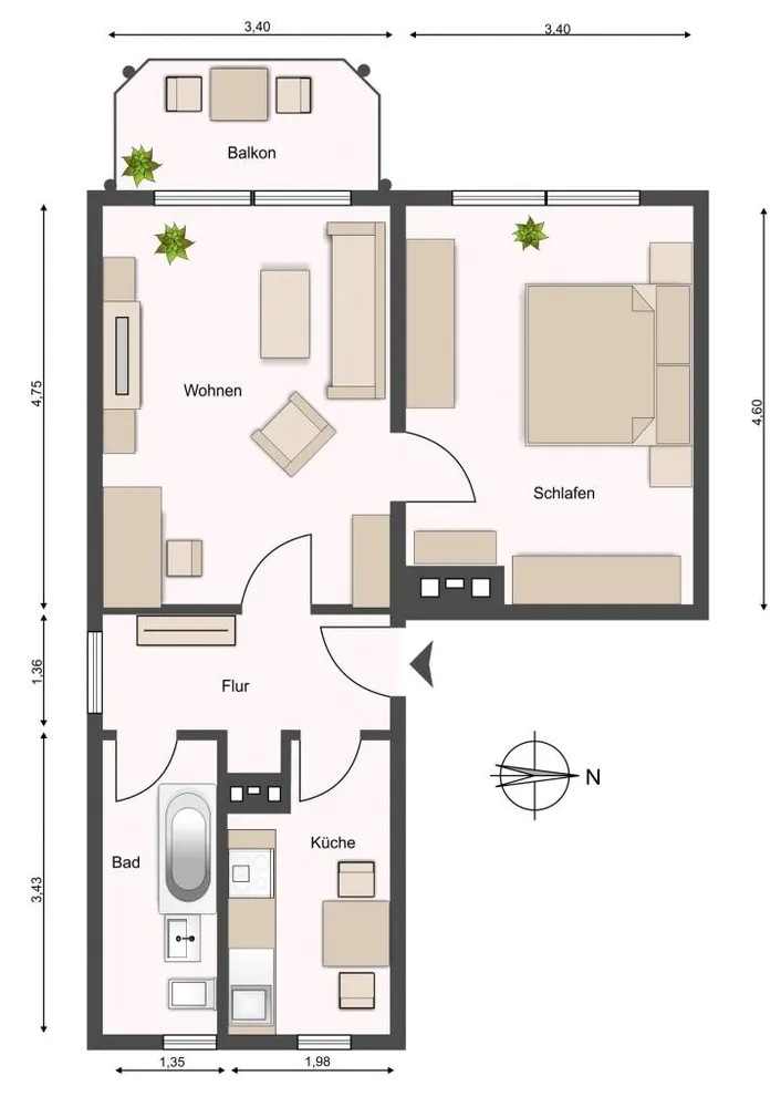 2 room apartment with 49 m² in Magdeburg – Photo 7