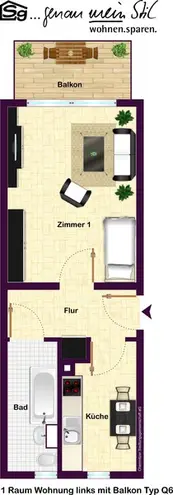 1 room apartment with 33 m² in Chemnitz – Photo 7