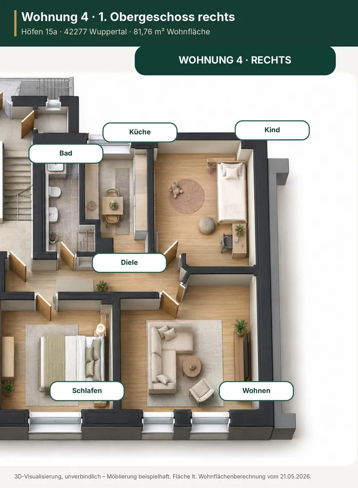 3 Zimmer Wohnung mit 82 m² in Wuppertal – Bild 1