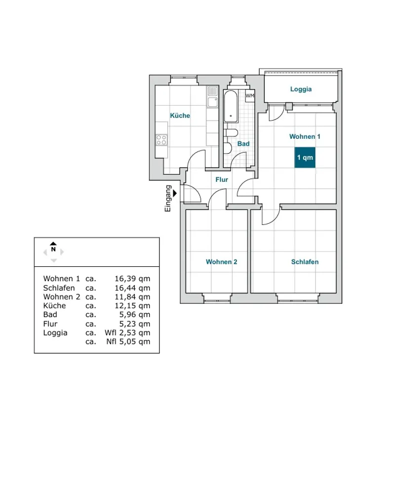 3 Zimmer Wohnung mit 70 m² in Dresden – Bild 1
