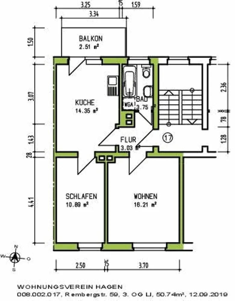 3 Zimmer Wohnung mit 51 m² in Hagen – Bild 3