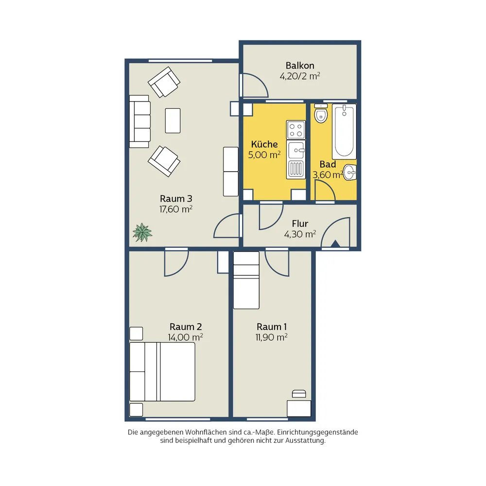 3 Zimmer Wohnung mit 59 m² in Leipzig – Bild 1