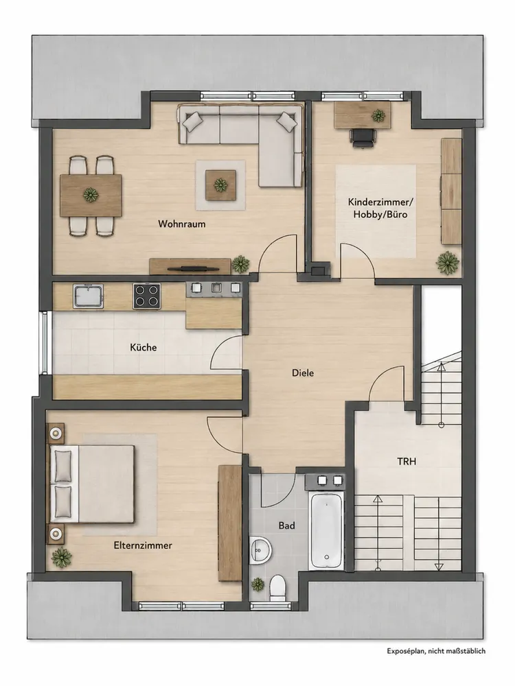 3 Zimmer Wohnung mit 55 m² in Hamm – Bild 2