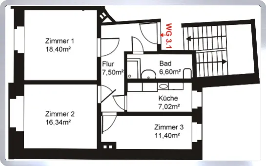 3 Zimmer Wohnung mit 67 m² in Mittweida – Bild 5