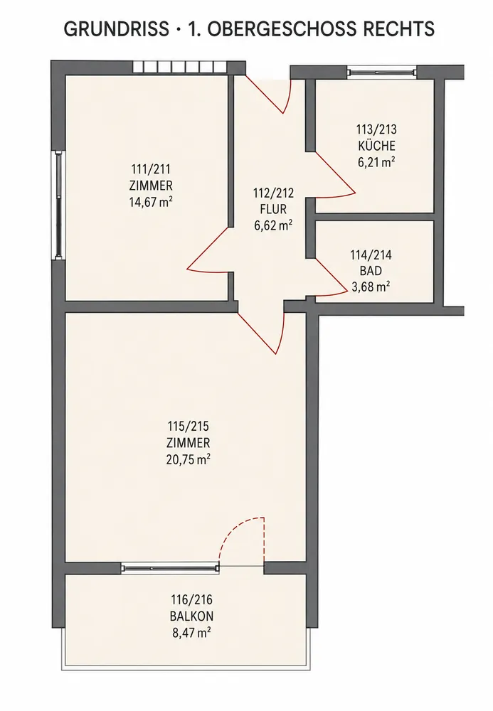 2 Zimmer Wohnung mit 54 m² in Hannover – Bild 2