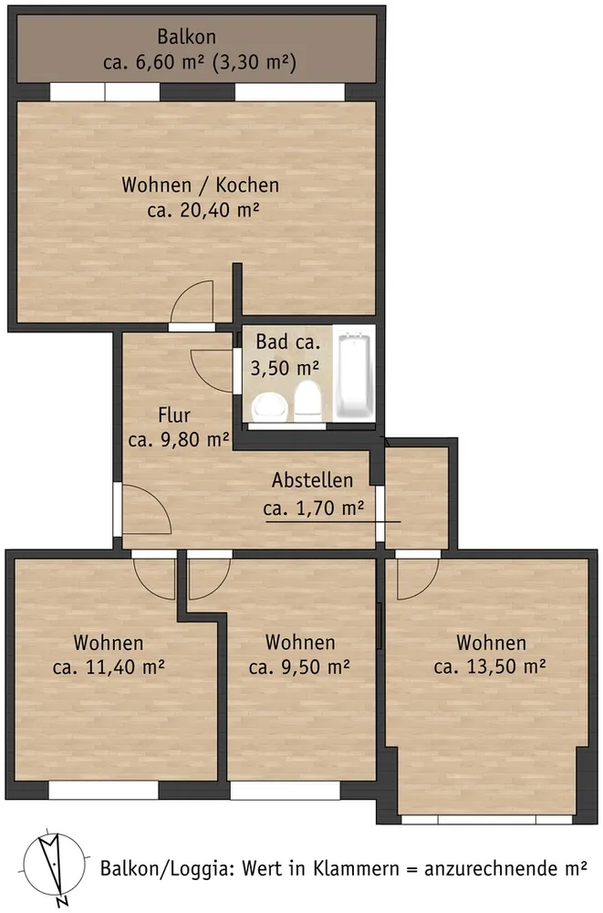 4 Zimmer Wohnung mit 74 m² in Pirna – Bild 2