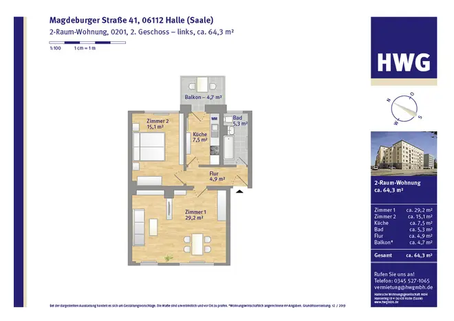 2 Zimmer Wohnung mit 64 m² in Halle (Saale) – Bild 6