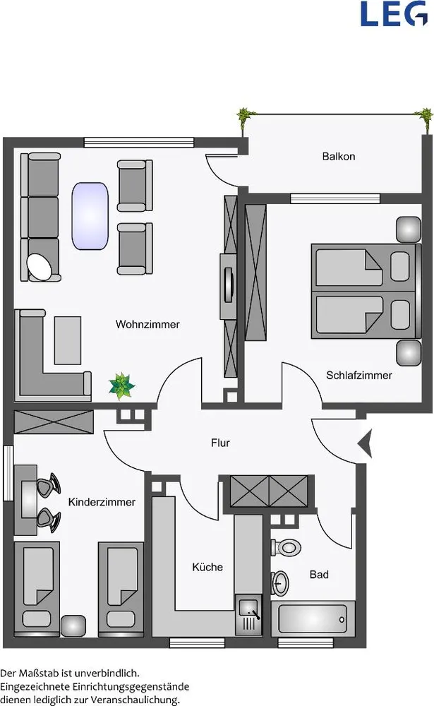 3 Zimmer Wohnung mit 67 m² in Hamm – Bild 2