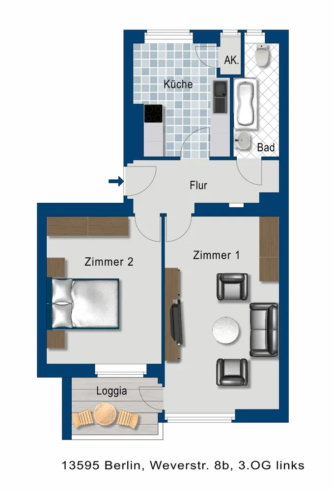 2 room apartment with 62 m² in Berlin – Photo 2