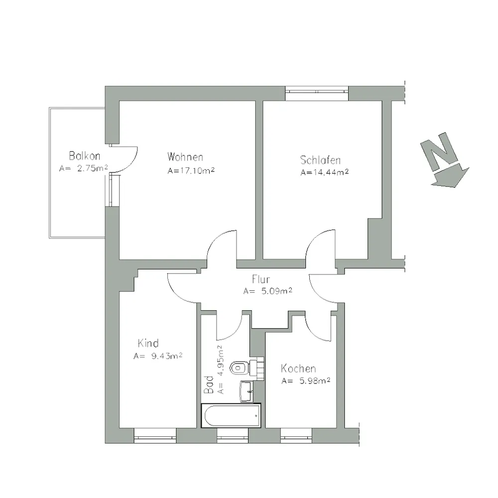 3 Zimmer Wohnung mit 60 m² in Wismar – Bild 6