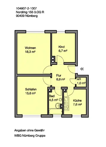 3 Zimmer Wohnung mit 63 m² in Nürnberg – Bild 9