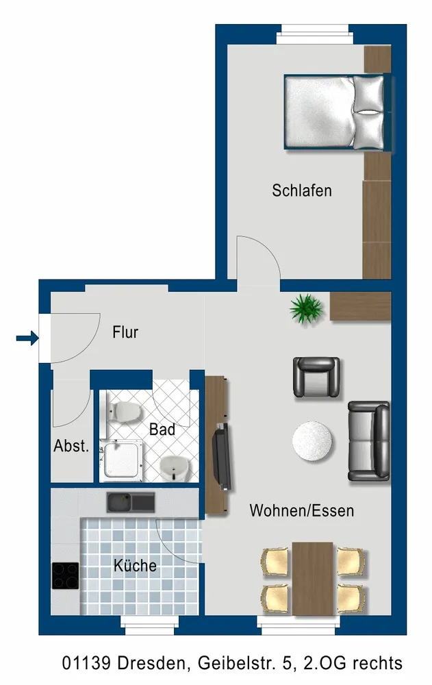 2 Zimmer Wohnung mit 58 m² in Dresden – Bild 2