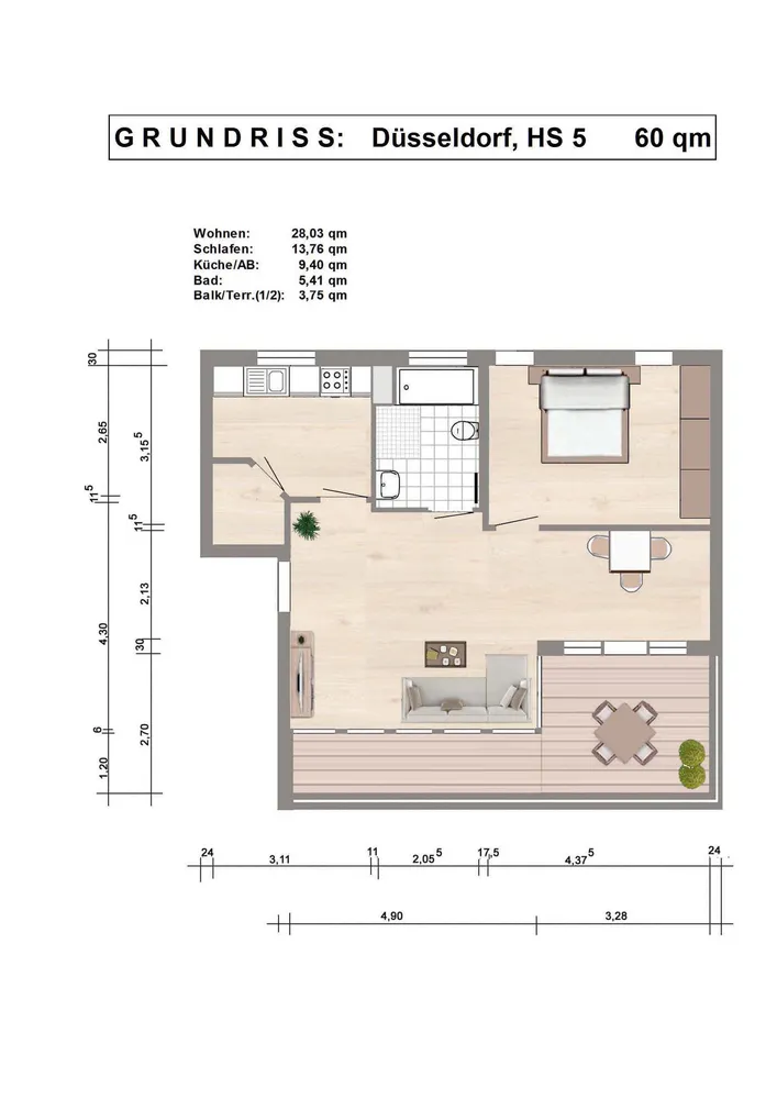 2 Zimmer Wohnung mit 60 m² in Düsseldorf – Bild 2