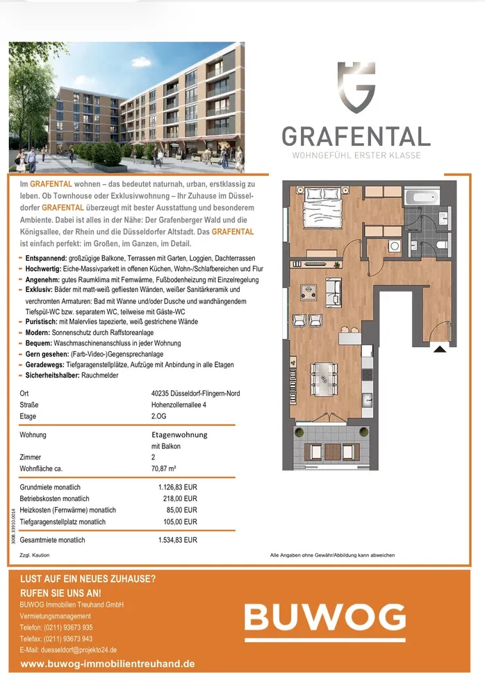 2 room apartment with 70 m² in Düsseldorf – Photo 3