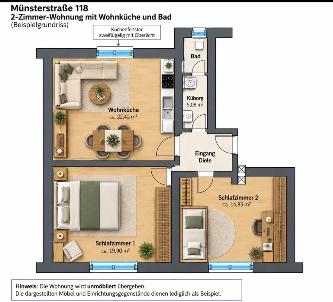 2 room apartment with 65 m² in Dortmund – Photo 3