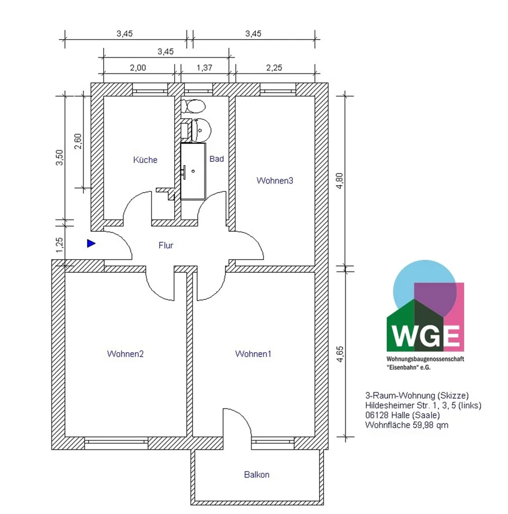 3 Zimmer Wohnung mit 60 m² in Halle (Saale) – Bild 8