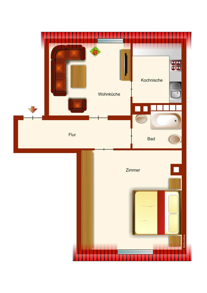 2 room apartment with 36 m² in Karlsruhe – Photo 9