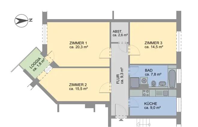 3 Zimmer Wohnung mit 81 m² in Hamburg – Bild 3