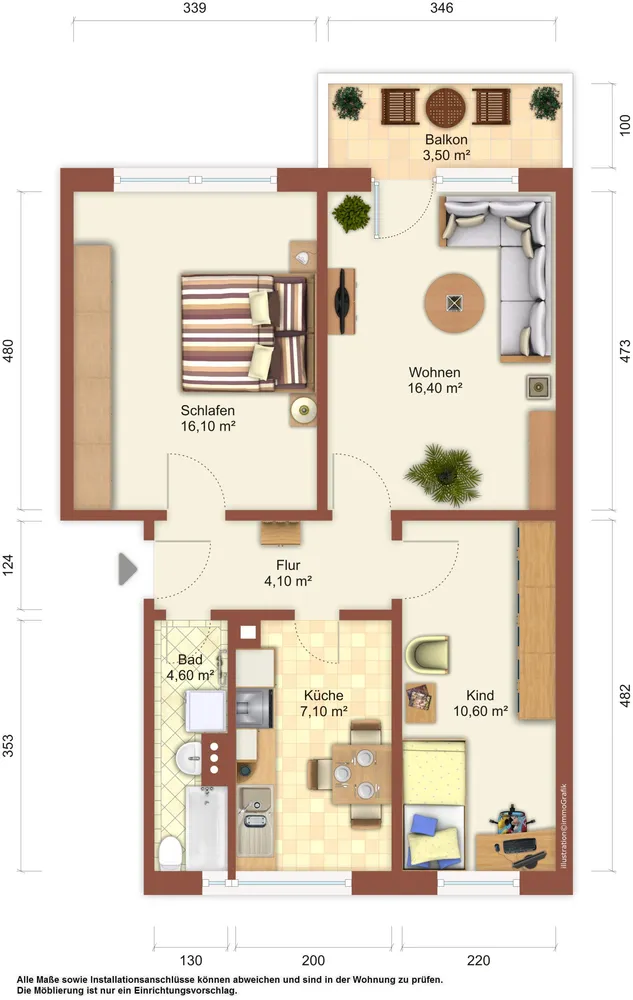 3 Zimmer Wohnung mit 59 m² in Zittau – Bild 2