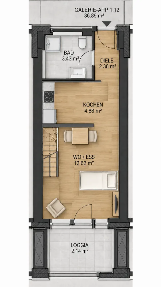 2 room apartment with 37 m² in Regensburg – Photo 3