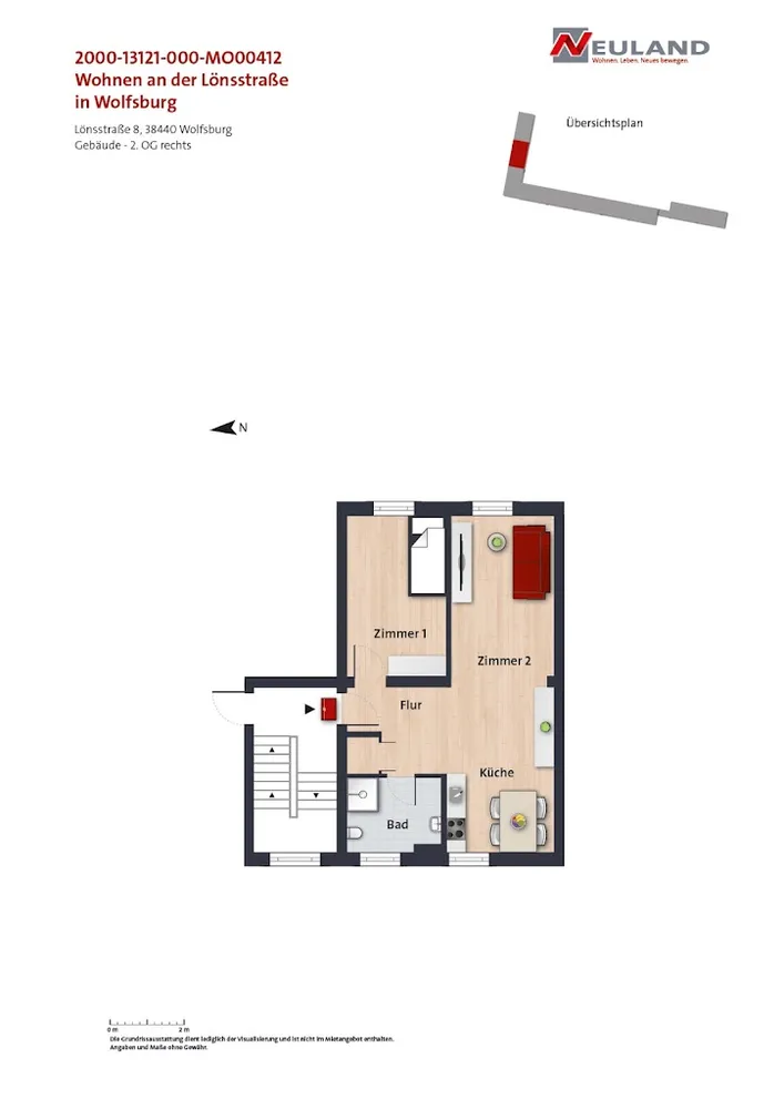 2 Zimmer Wohnung mit 49 m² in Wolfsburg – Bild 1