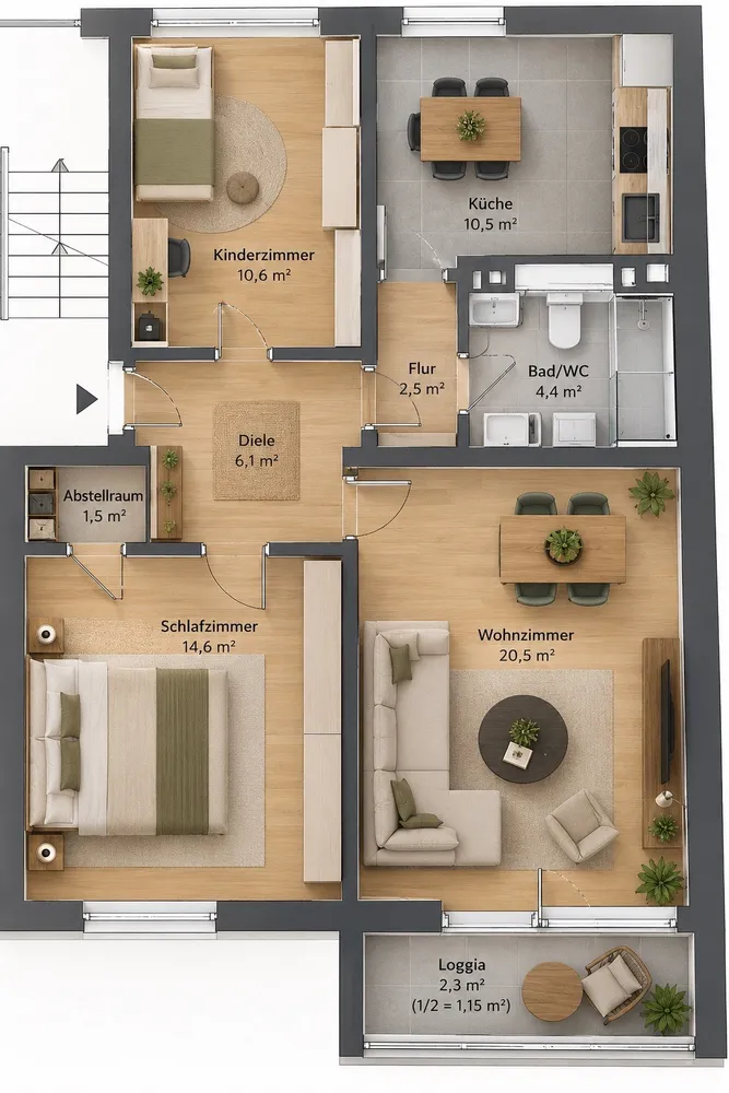 3 Zimmer Wohnung mit 73 m² in München – Bild 4